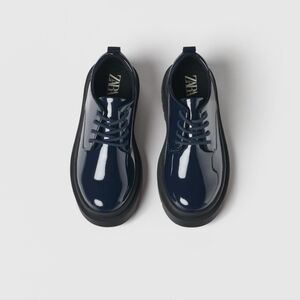 Zara girl derby navy blue shoes, size 13.5